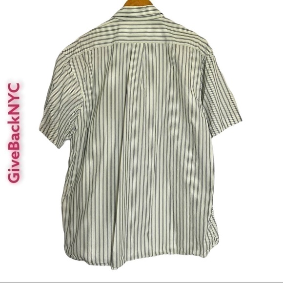 IZOD Striped Button Down Short Sleeve Shirt Size XL - Picture 3 of 4